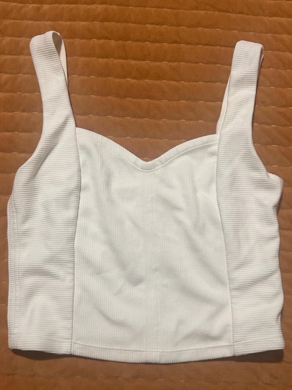 Lululemon White Ribbed Sweetheart Crop Top - Women’s size medium